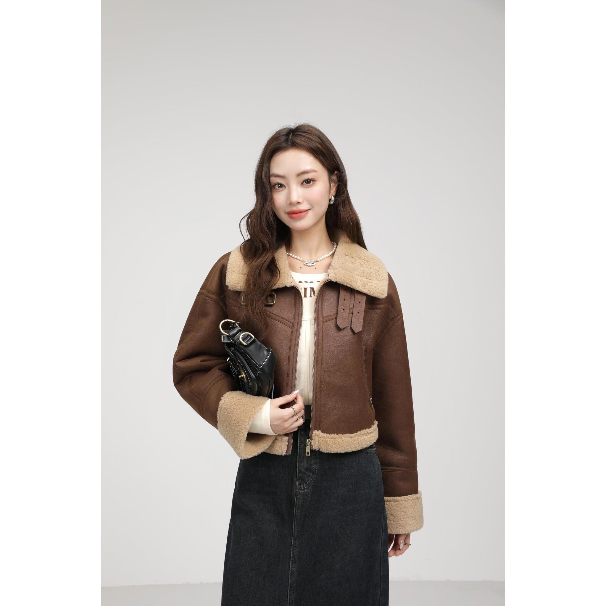 Horizon Essentials | Premium Lamb Fur Stand Collar Coat