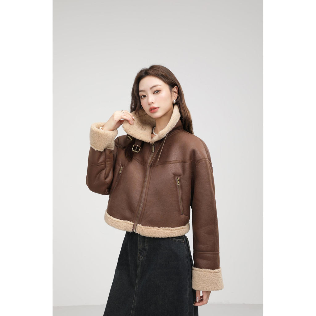 Horizon Essentials | Premium Lamb Fur Stand Collar Coat