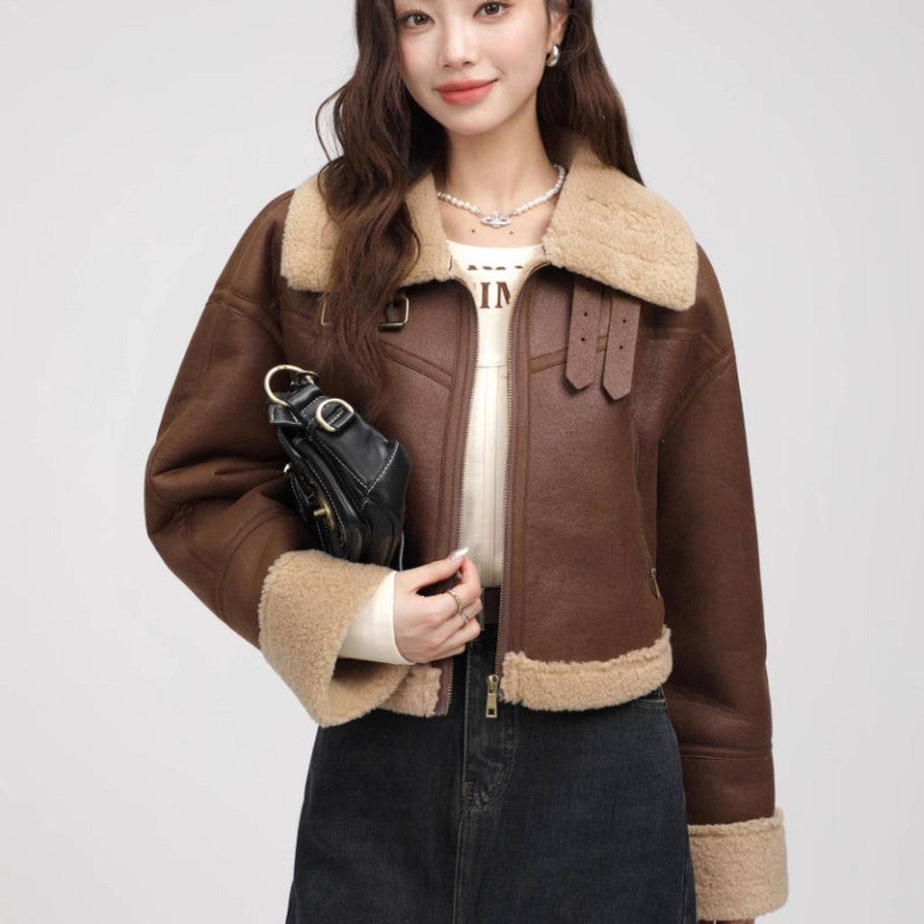 Horizon Essentials | Premium Lamb Fur Stand Collar Coat