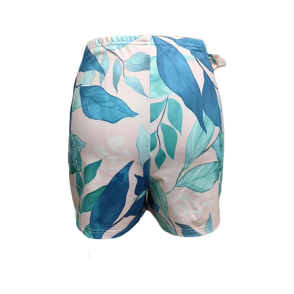 Horizon Essentials | Premium Leaf Print Lace-Up Shorts