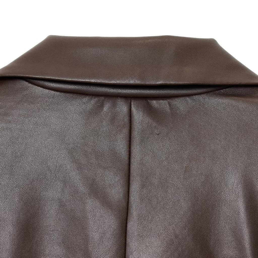 Horizon Essentials | Premium Leather Effect Straight Blazer