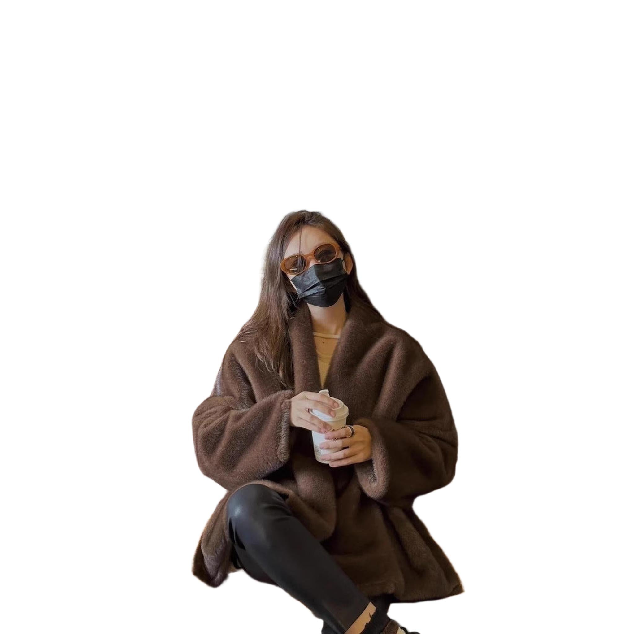 Horizon Essentials | Premium Medium Faux Fur Coat Batwing