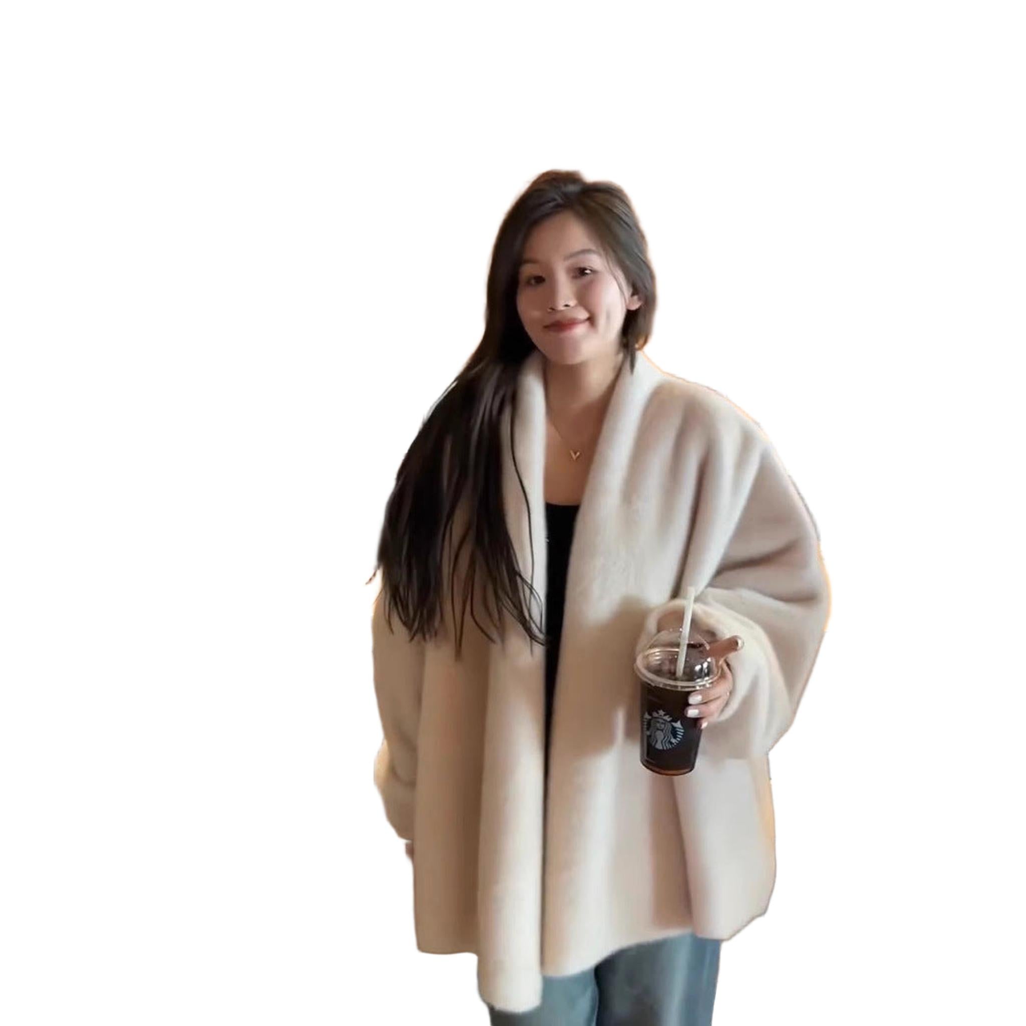 Horizon Essentials | Premium Medium Faux Fur Coat Batwing