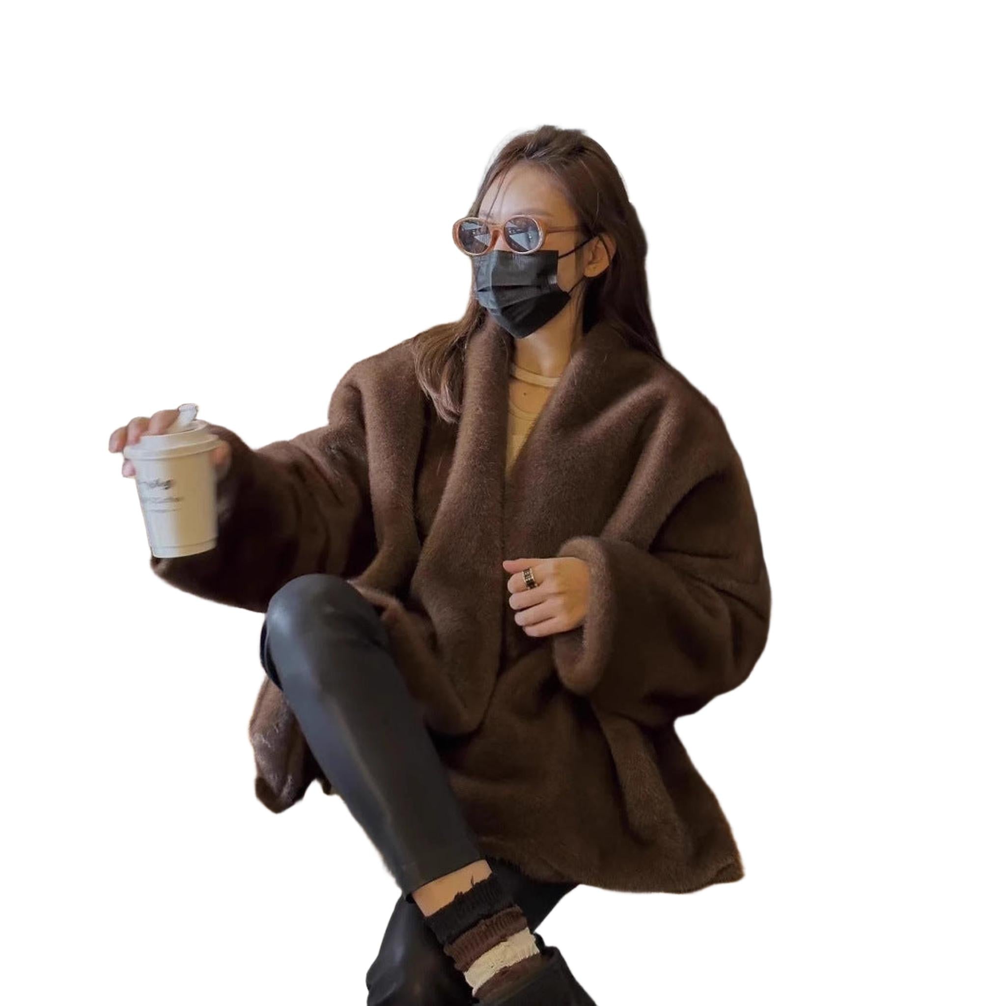 Horizon Essentials | Premium Medium Faux Fur Coat Batwing