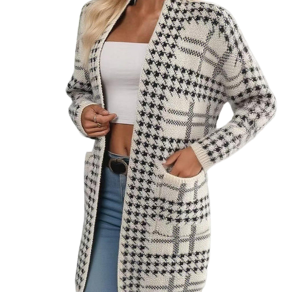 Horizon Essentials | Premium Mid-Length Houndstooth Cardigan