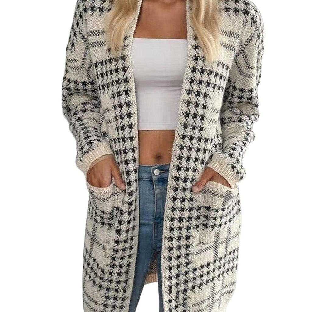 Horizon Essentials | Premium Mid-Length Houndstooth Cardigan