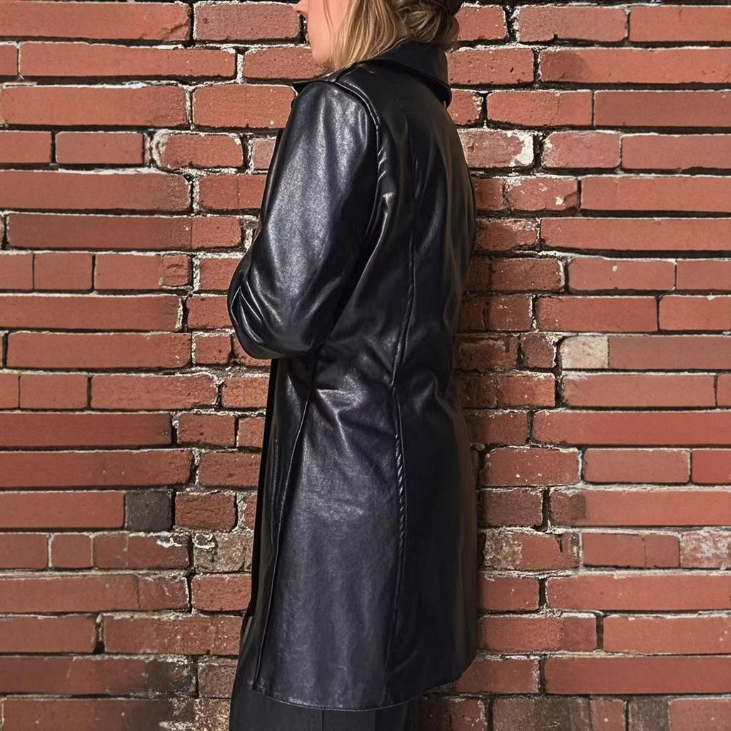 Horizon Essentials | Premium Mid-Length PU Leather Coat