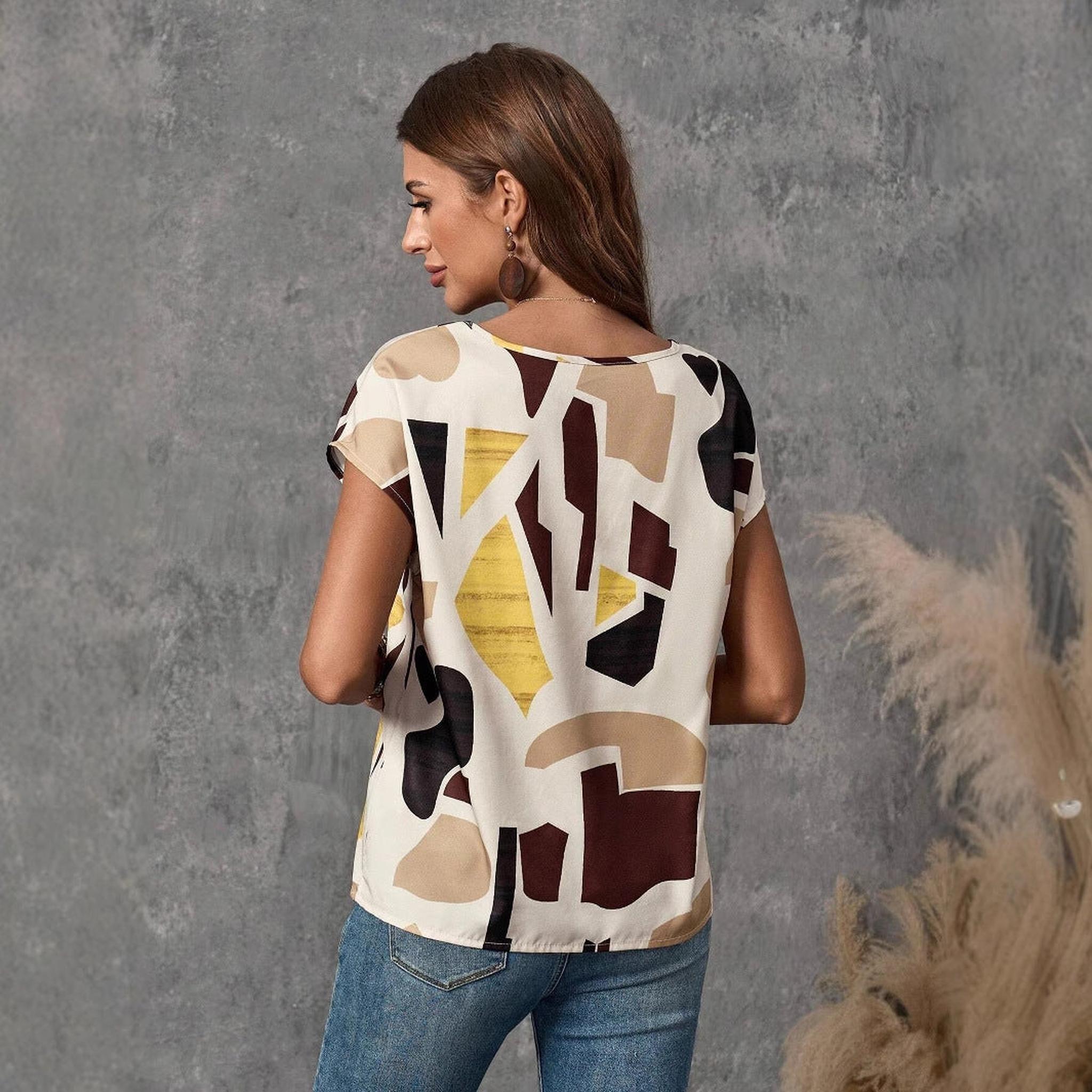 Horizon Essentials | Premium Round-Neck Printed Top