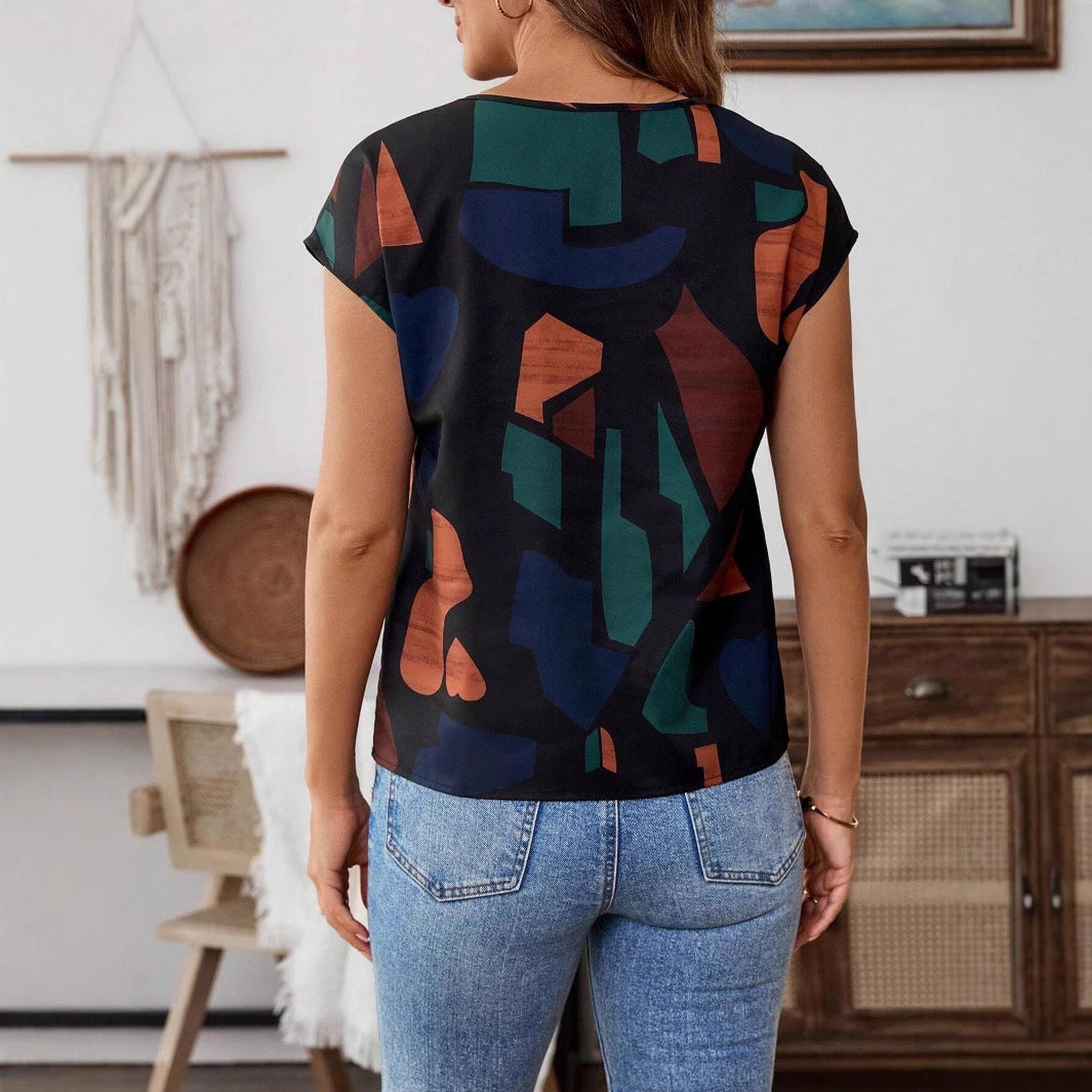 Horizon Essentials | Premium Round-Neck Printed Top