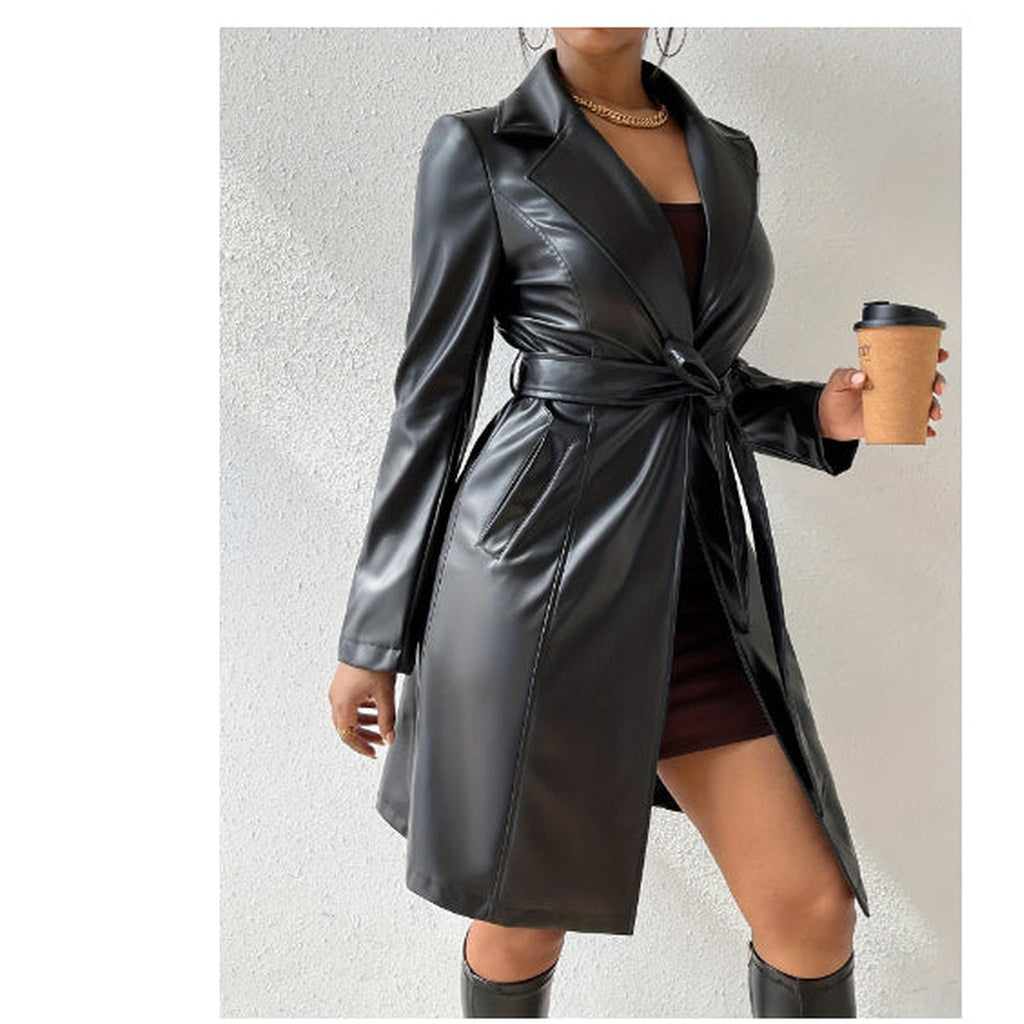 Horizon Essentials | Premium Slim Fit PU Trench Coat