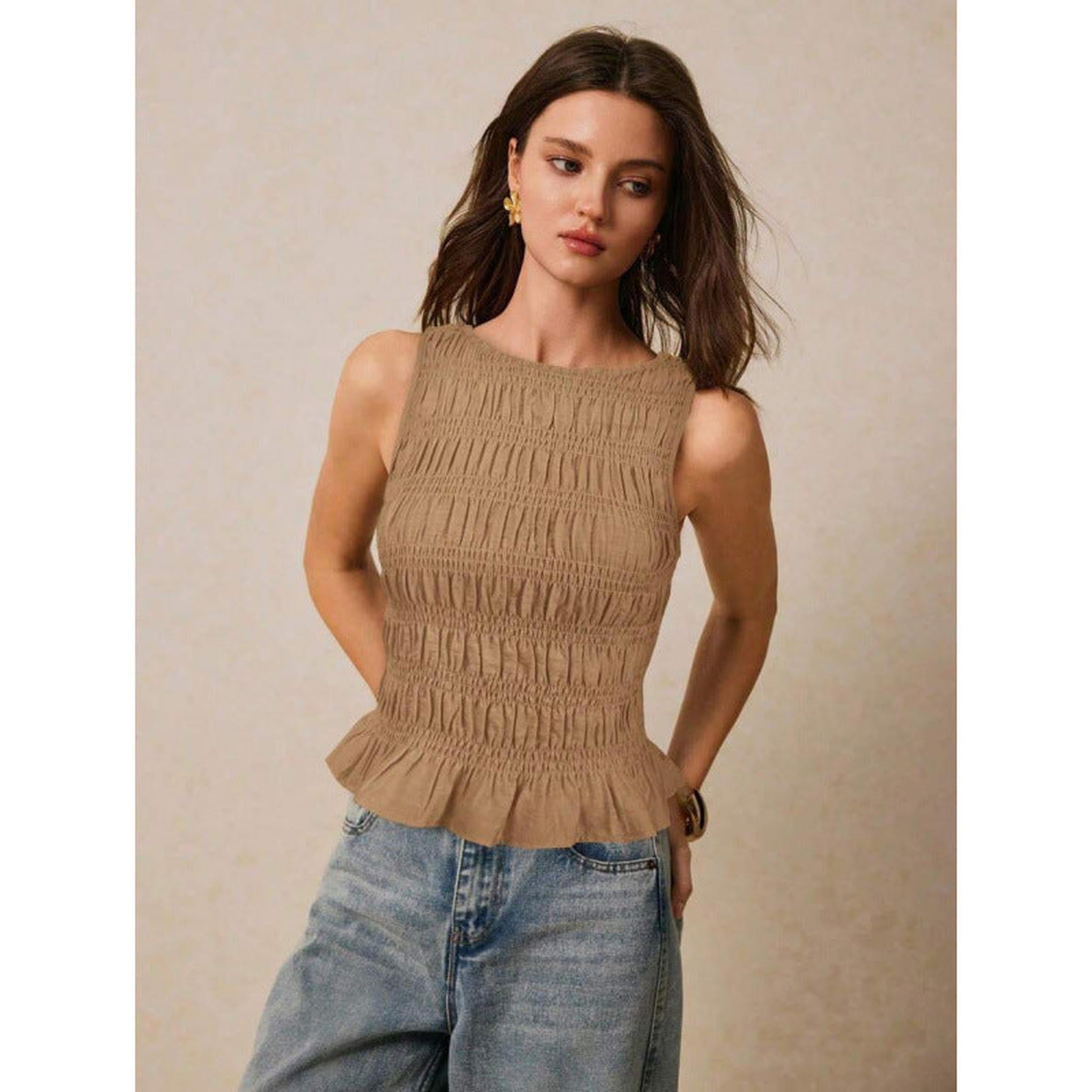 Horizon Essentials | Premium Solid-Color Pleated Tank Top