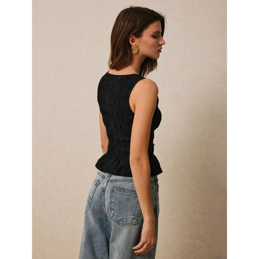 Horizon Essentials | Premium Solid-Color Pleated Tank Top