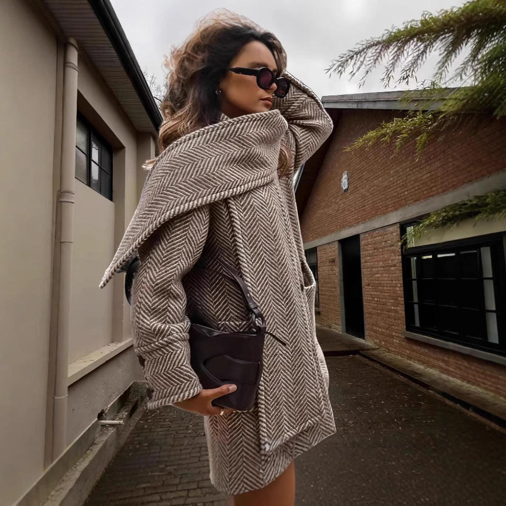 Horizon Essentials | Premium Striped Woolen Trench Coat