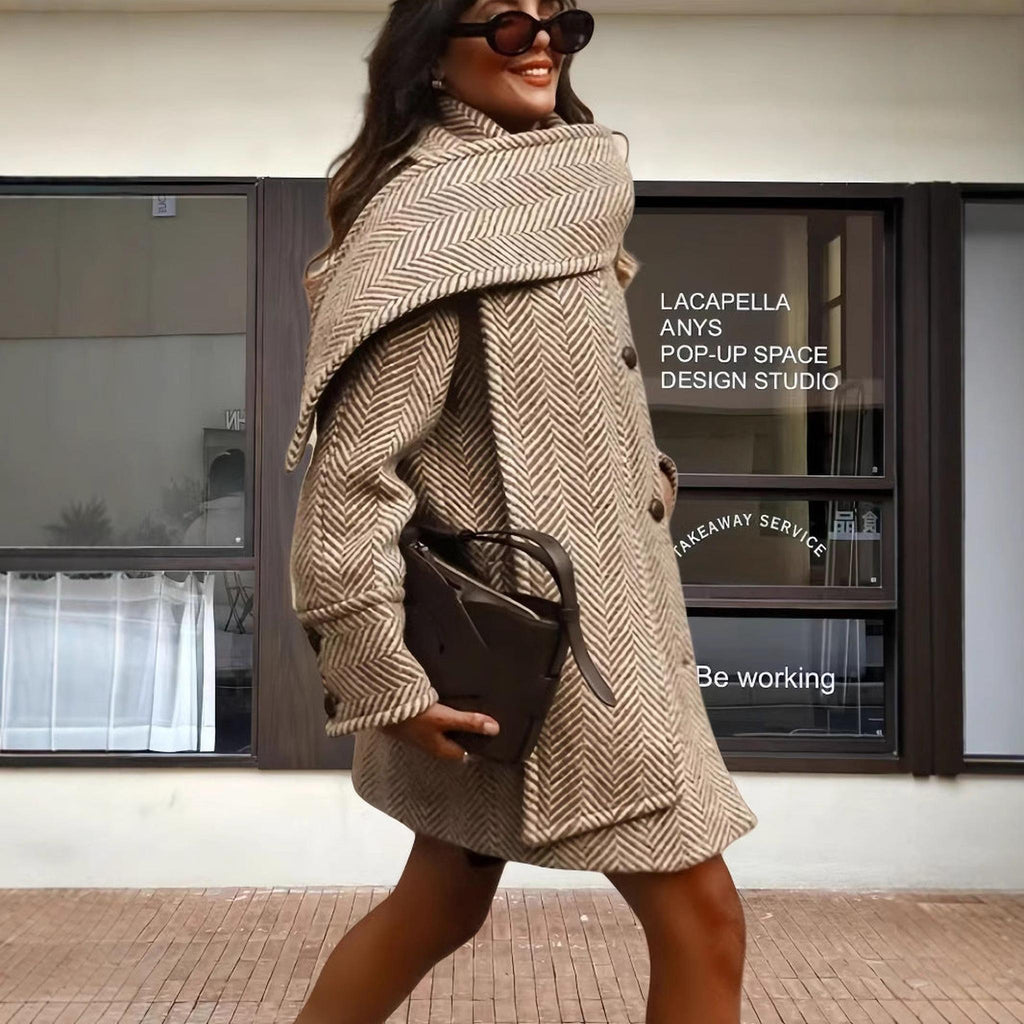 Horizon Essentials | Premium Striped Woolen Trench Coat