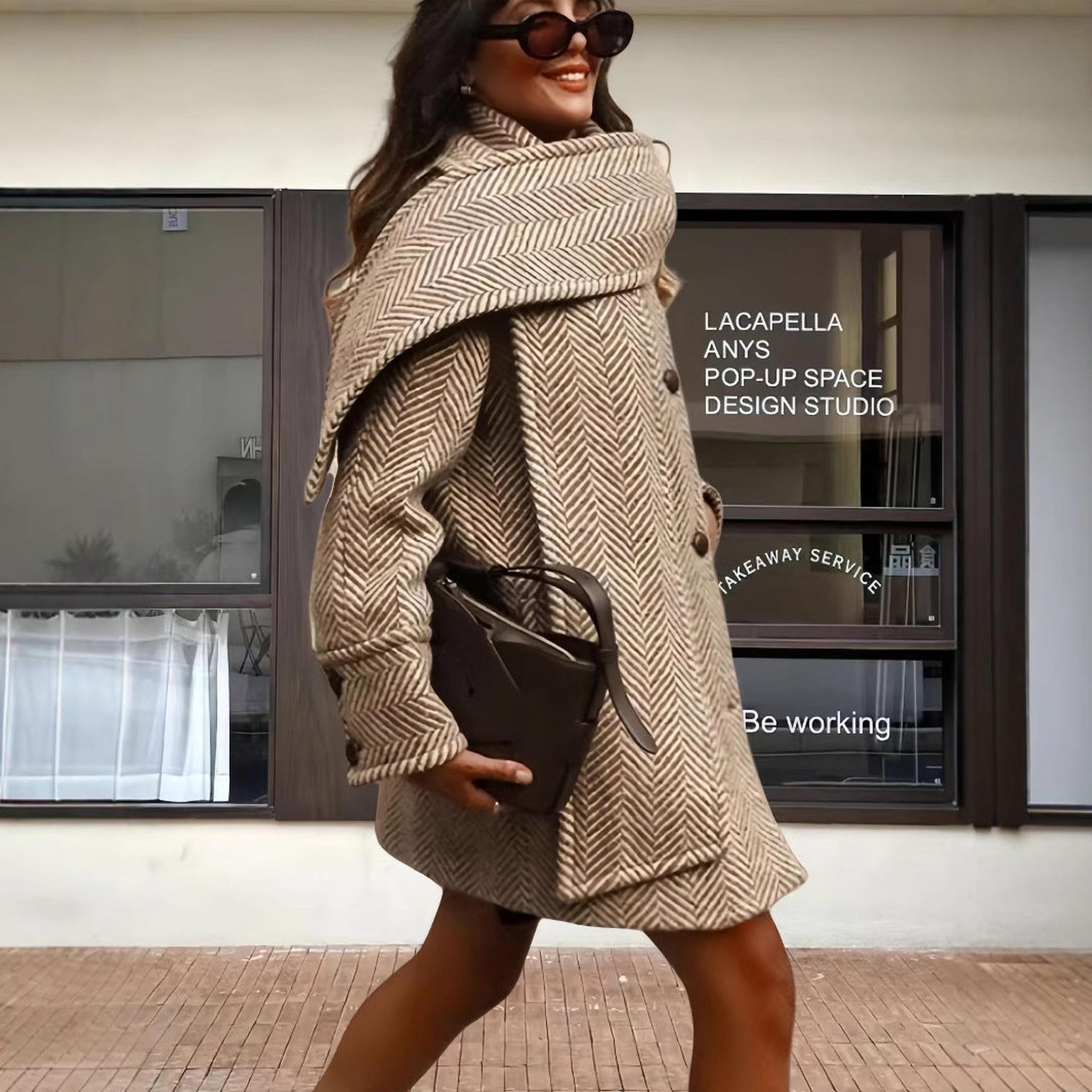 Horizon Essentials | Premium Striped Woolen Trench Coat