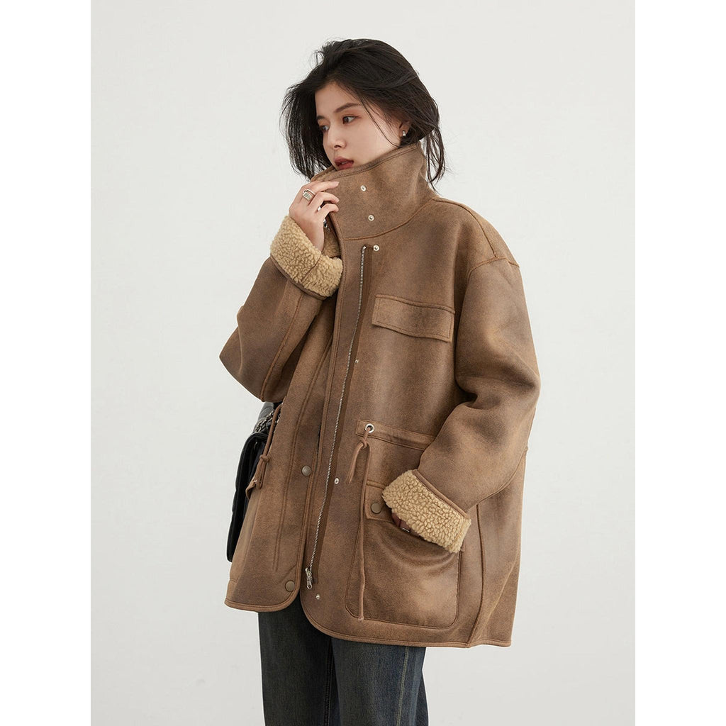 Horizon Essentials | Premium Suede Lamb Wool Motorcycle Coat