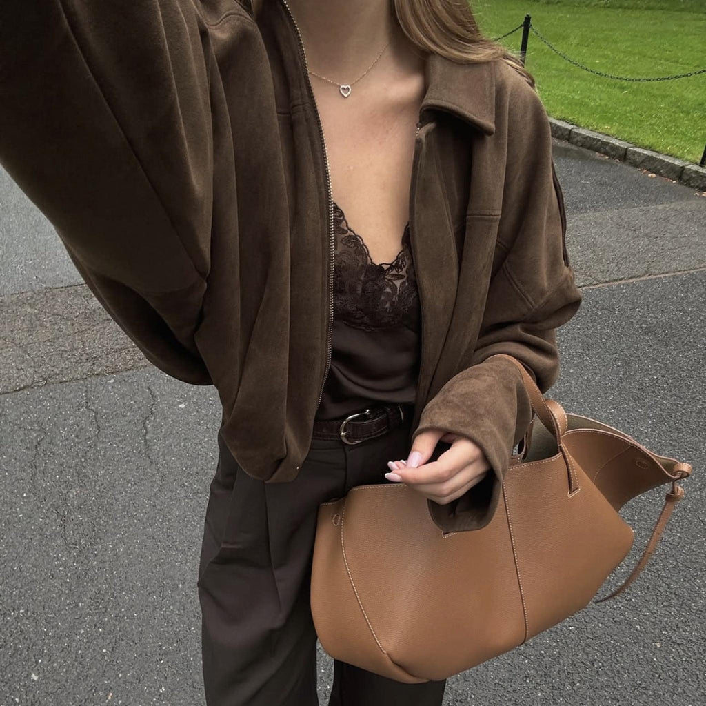 Horizon Essentials | Premium Suede Velvet Aviator Jacket