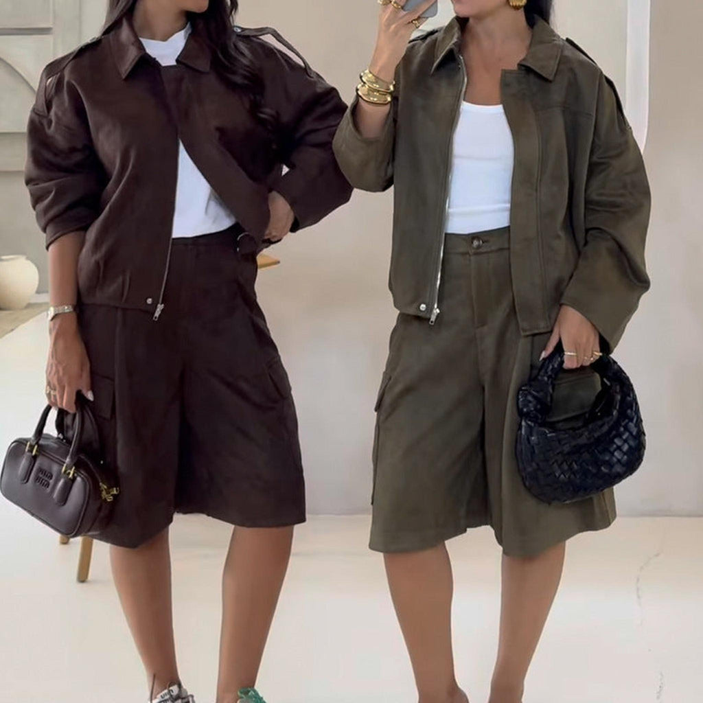 Horizon Essentials | Premium Suede Velvet Aviator Jacket