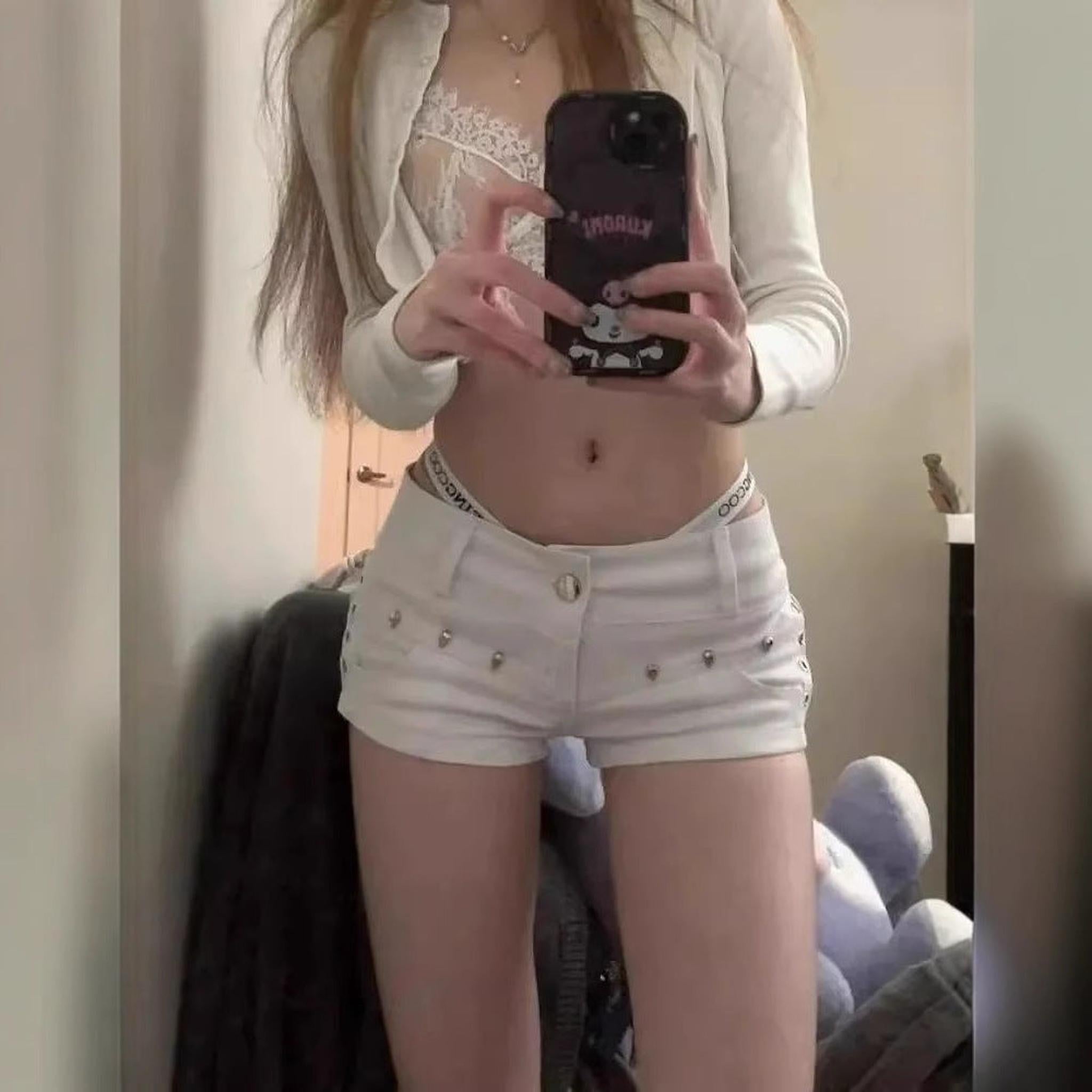 Horizon Essentials | Premium White Low-Waist Denim Shorts