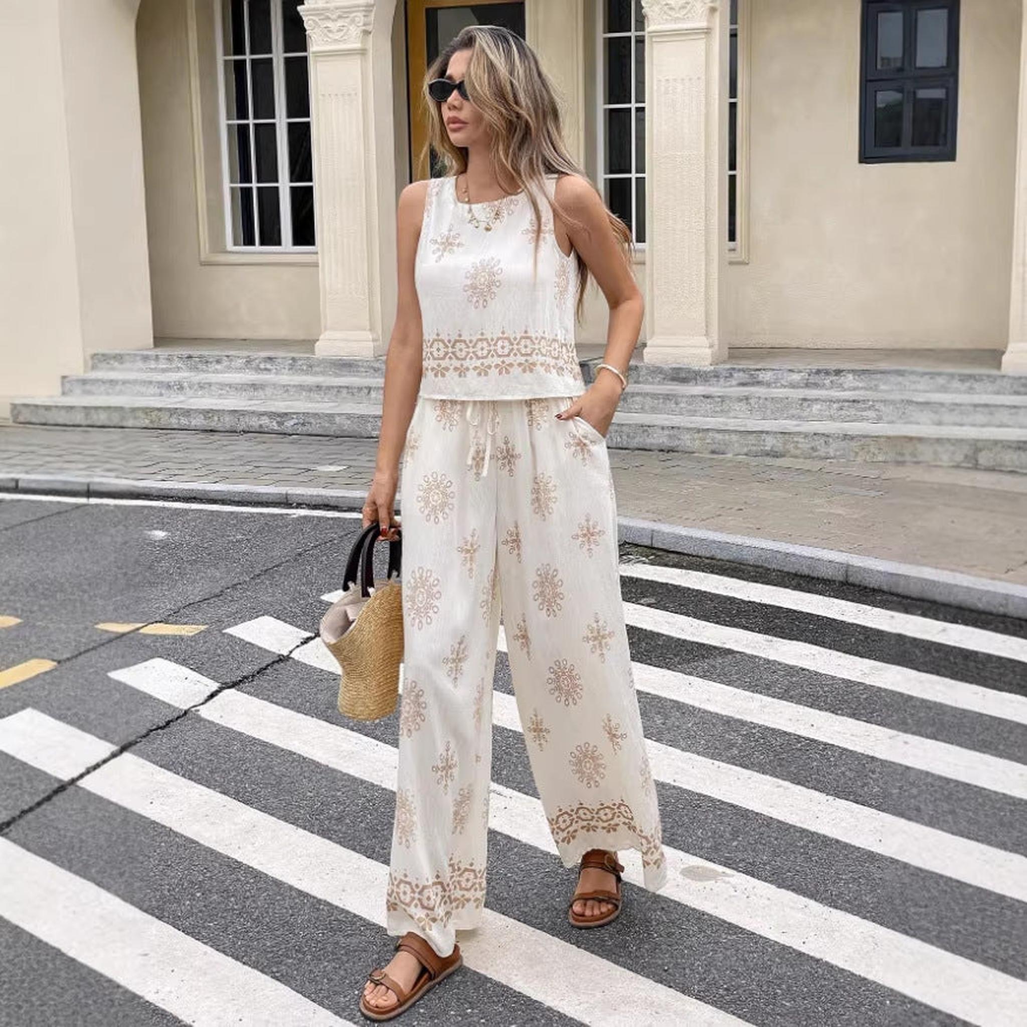 Horizon Essentials | Printed Sleeveless Tank Top Set