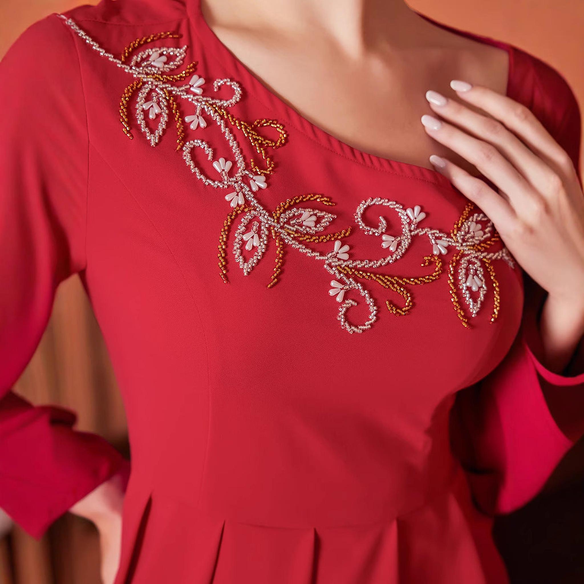 Horizon Essentials | Red Heavy Industry Off-Shoulder Dress