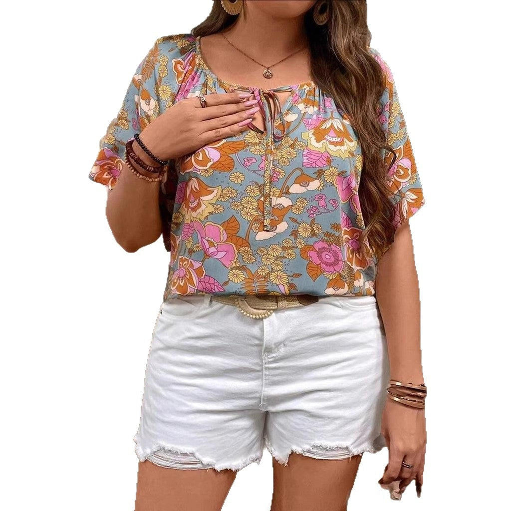 Horizon Essentials | Relaxed Printed V-Neck Top