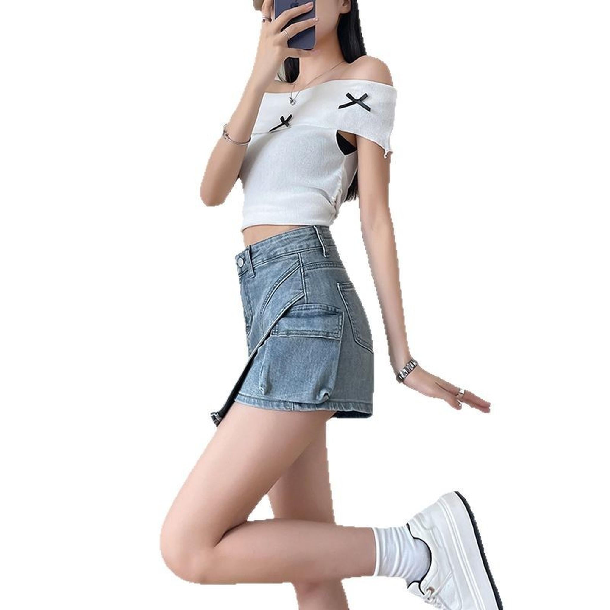 Horizon Essentials | Retro Distressed Asymmetrical Mini Skirt