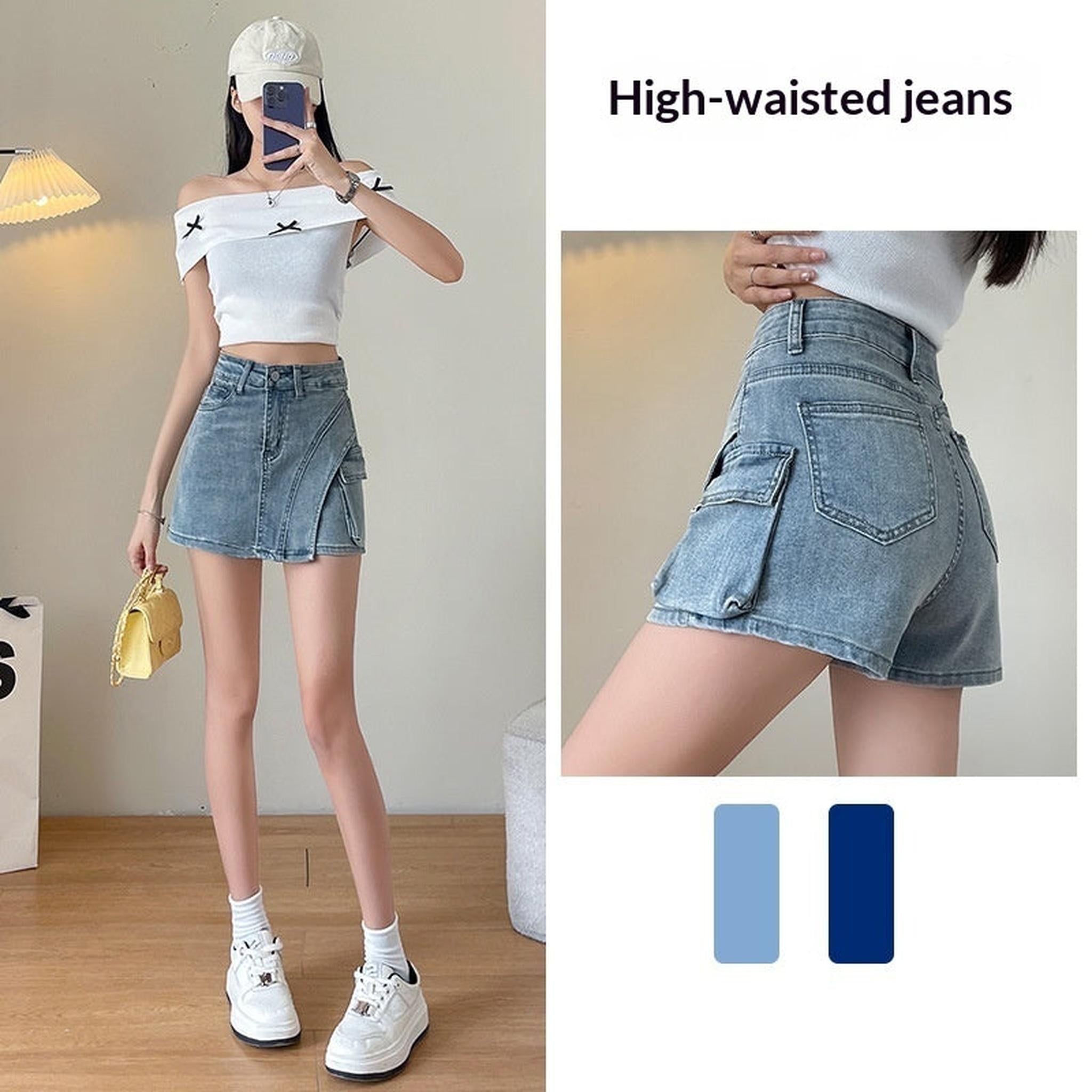 Horizon Essentials | Retro Distressed Asymmetrical Mini Skirt