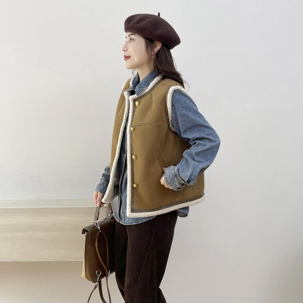 Horizon Essentials | Retro Leather Fur Short Vest