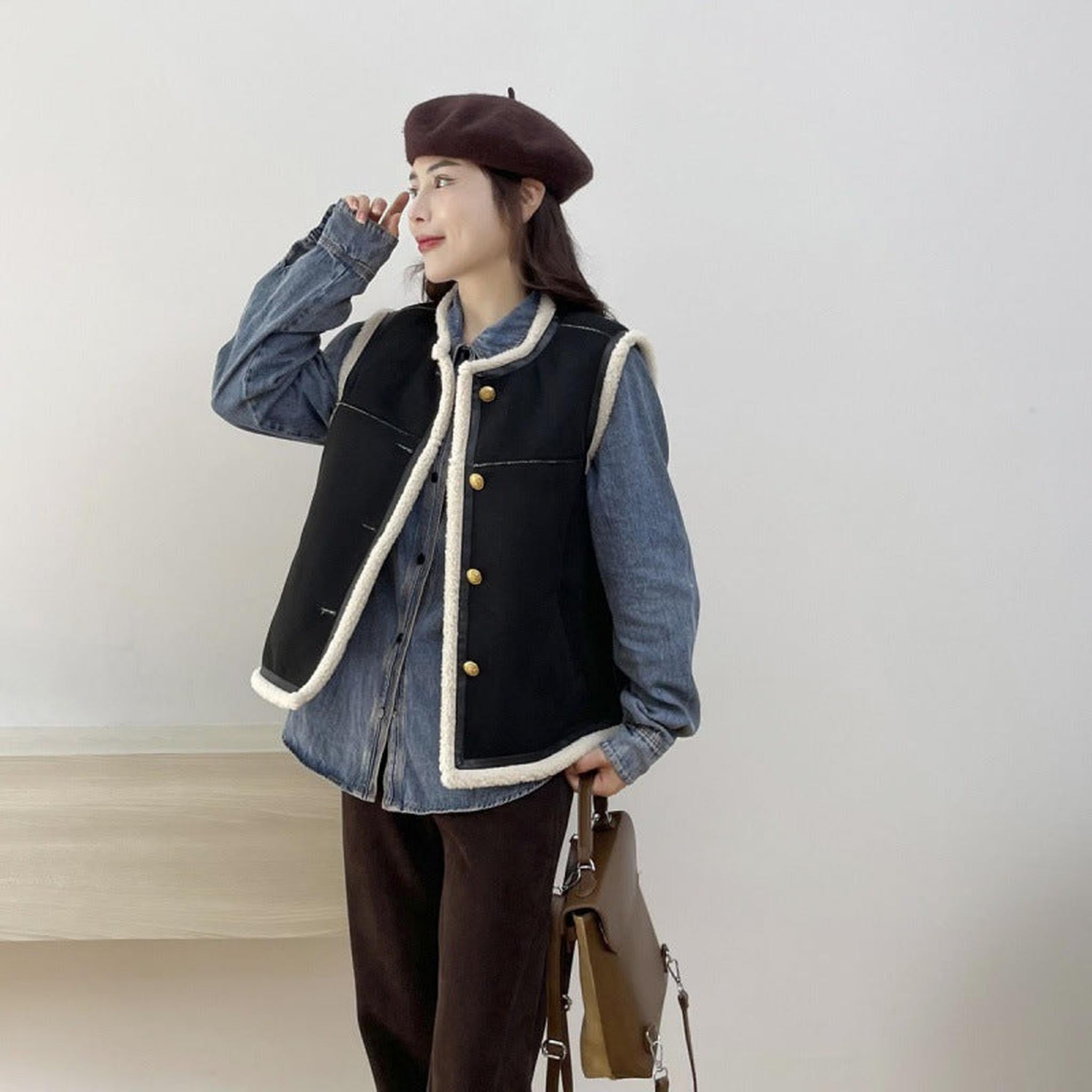 Horizon Essentials | Retro Leather Fur Short Vest