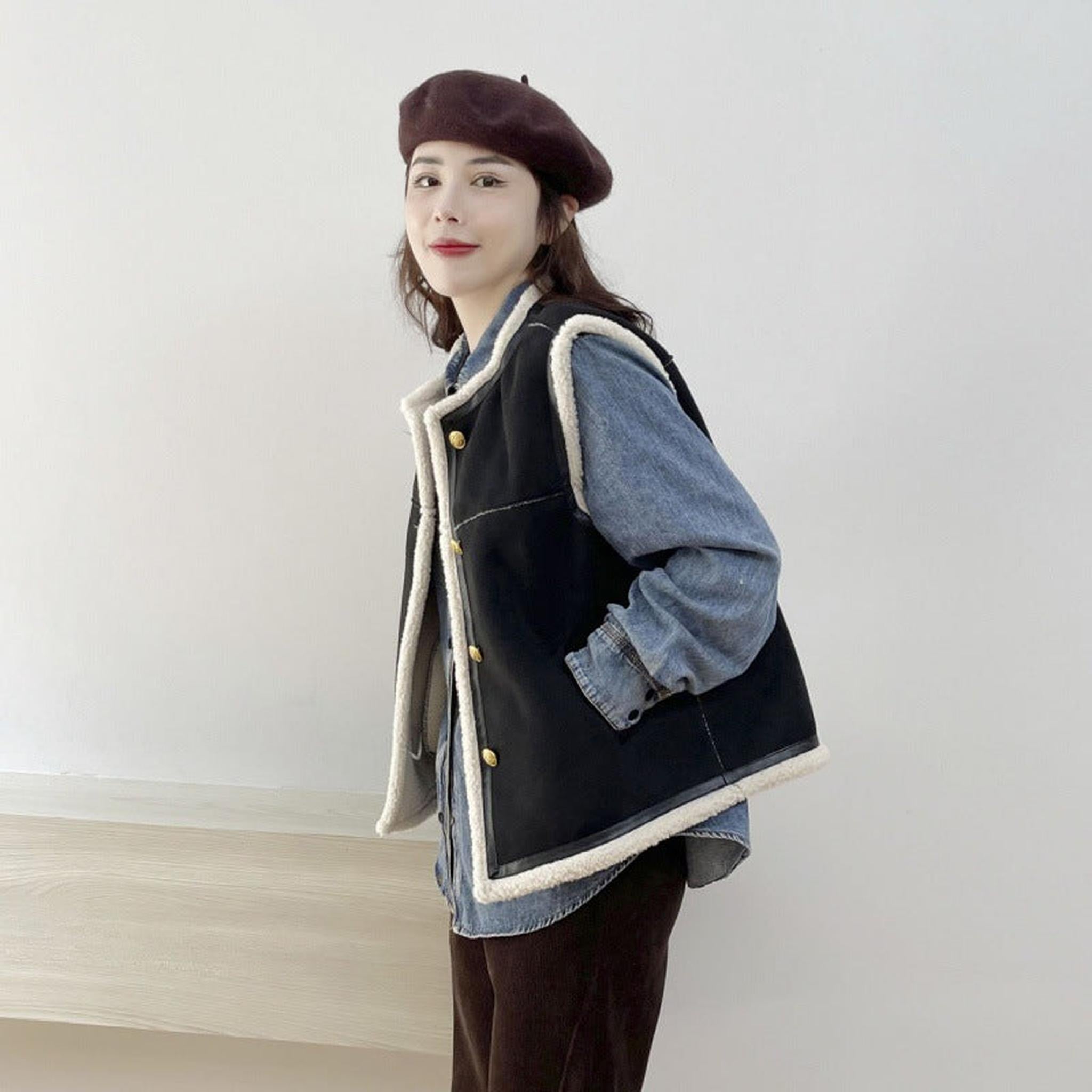 Horizon Essentials | Retro Leather Fur Short Vest