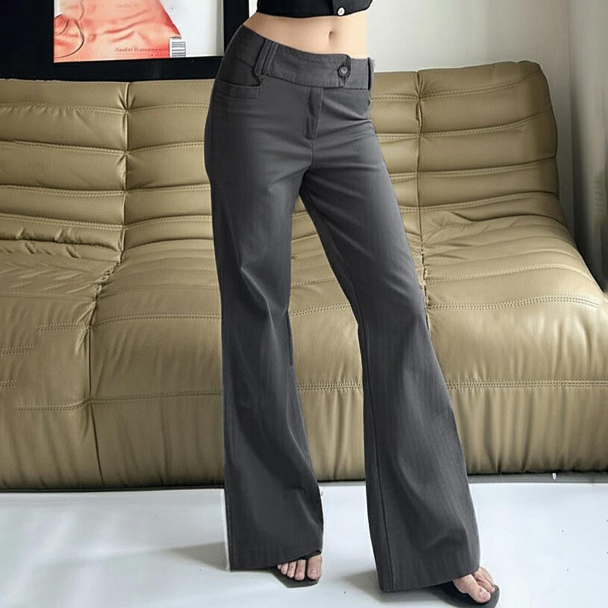 Horizon Essentials | Retro Low-Rise Solid Dress Pants