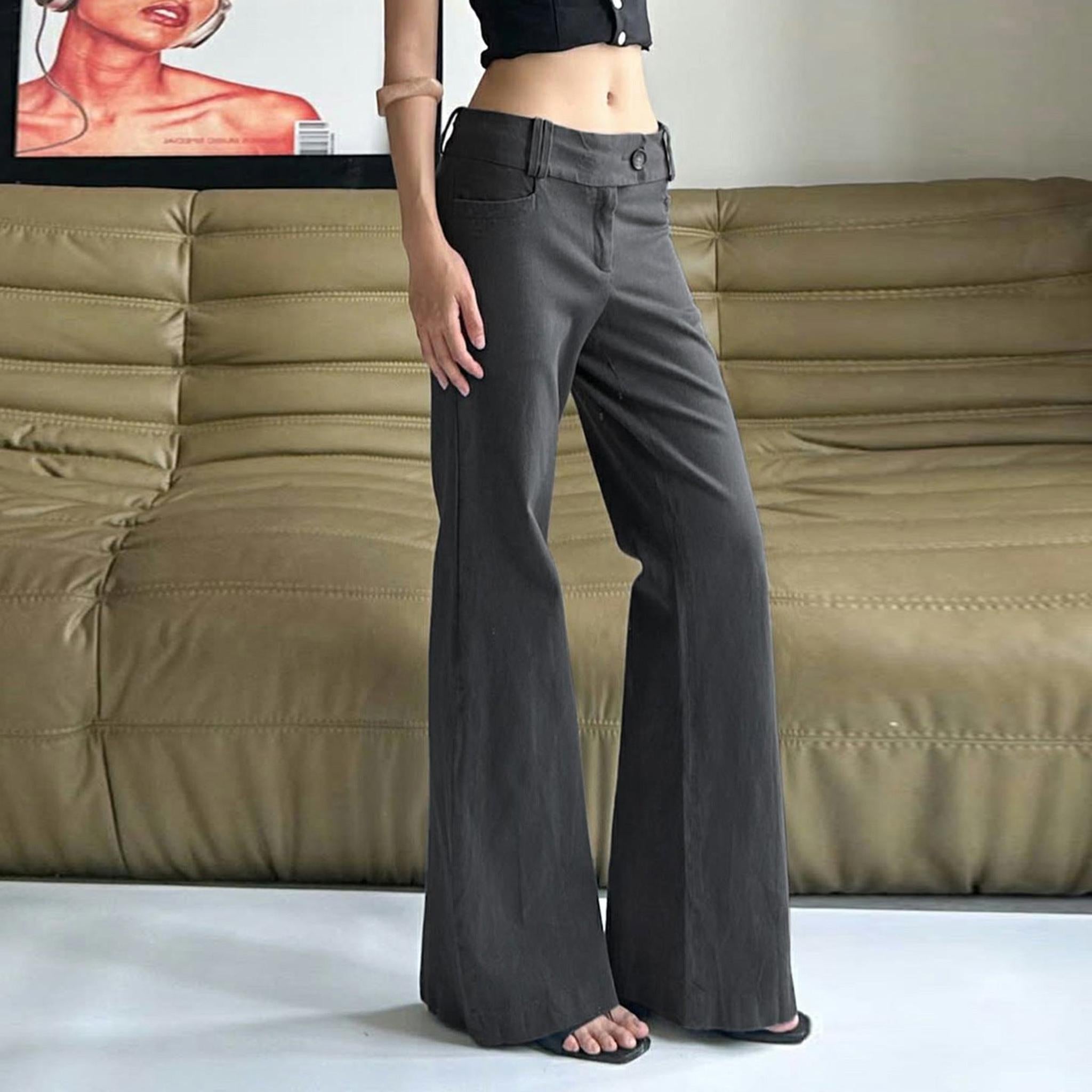 Horizon Essentials | Retro Low-Rise Solid Dress Pants