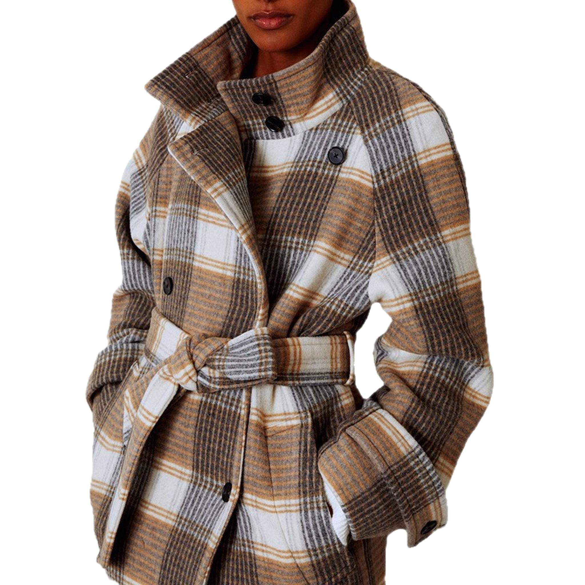 Horizon Essentials | Retro Plaid Coat with Tie