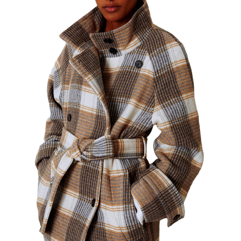 Horizon Essentials | Retro Plaid Coat with Tie