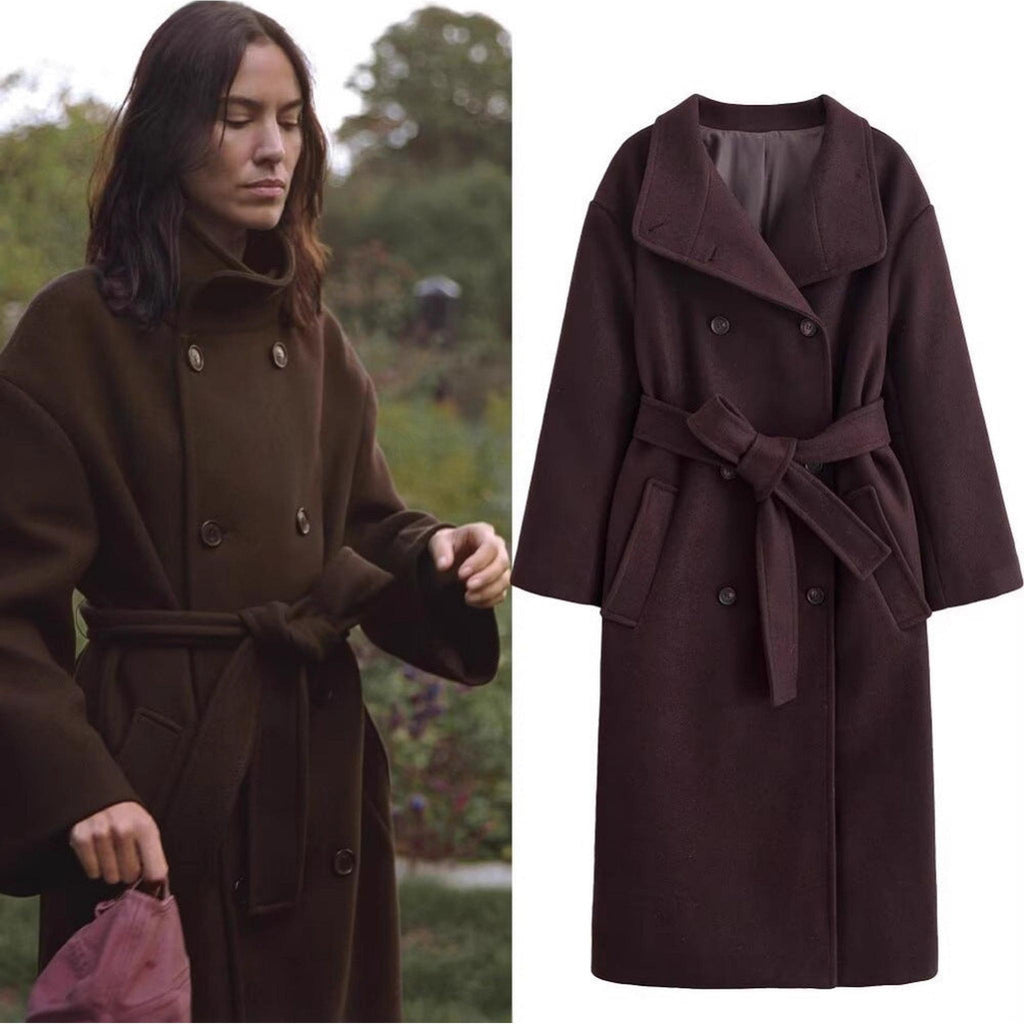 Horizon Essentials | Retro Wool Belted Brown Coat