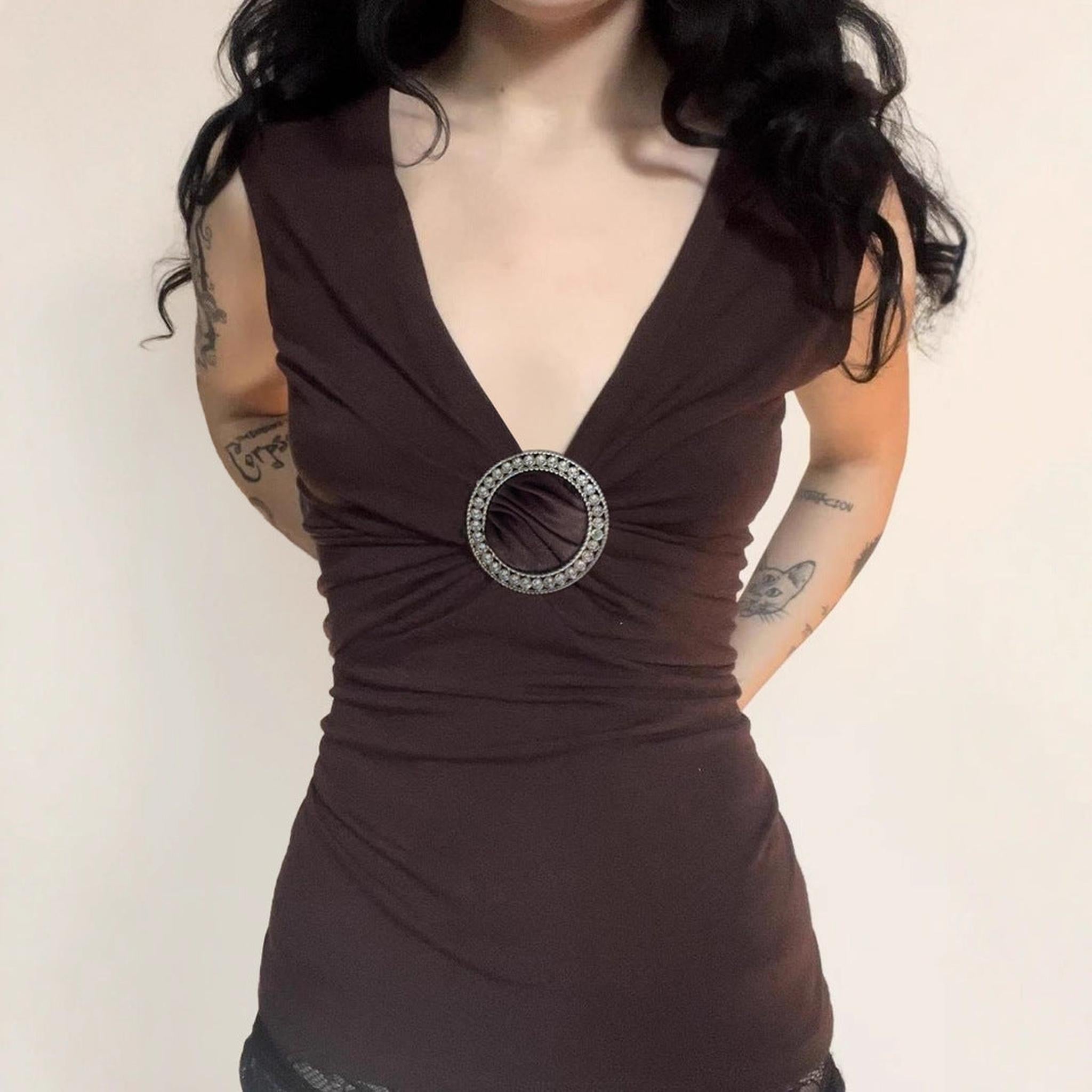 Horizon Essentials | Rhinestone Embellished Deep V-Neck Vest