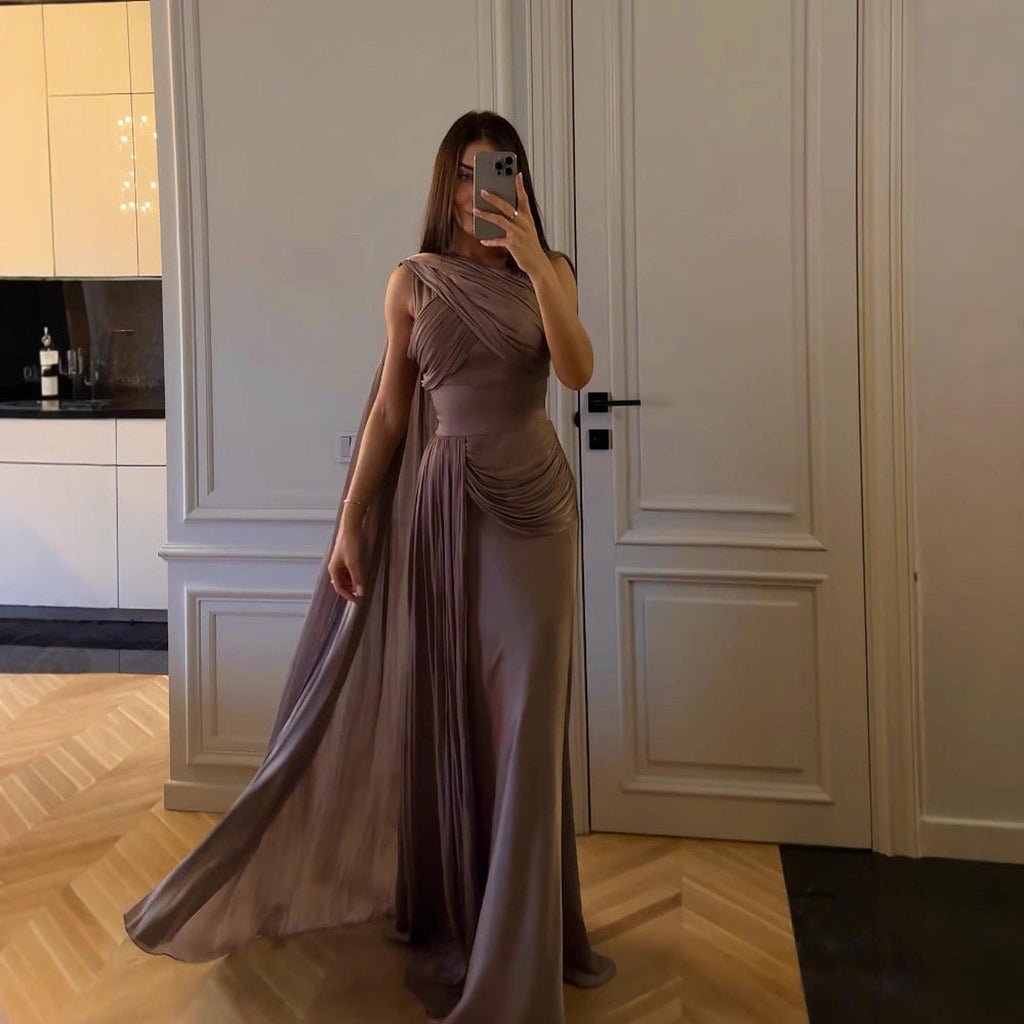 Horizon Essentials | Satin Pleated Ribbon Evening Dress