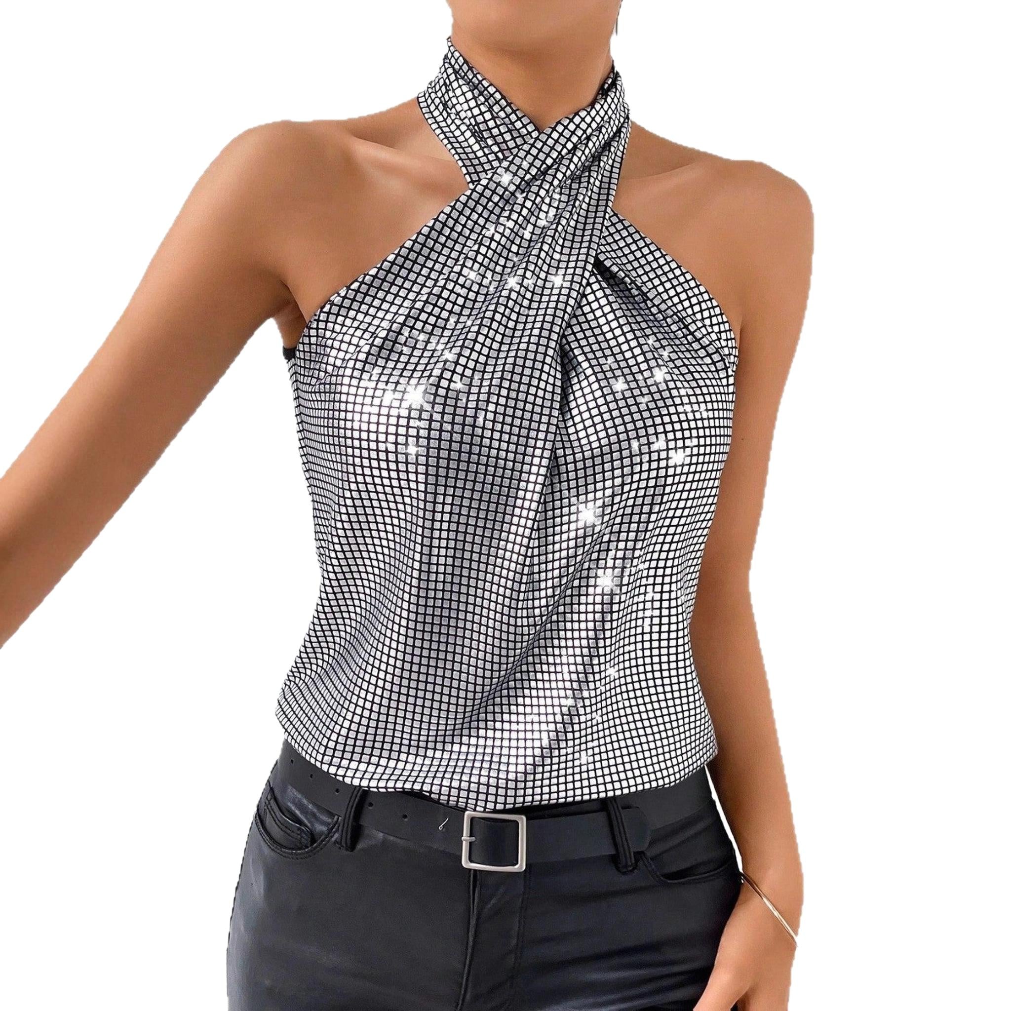 Horizon Essentials | Sequin Halter Backless Top