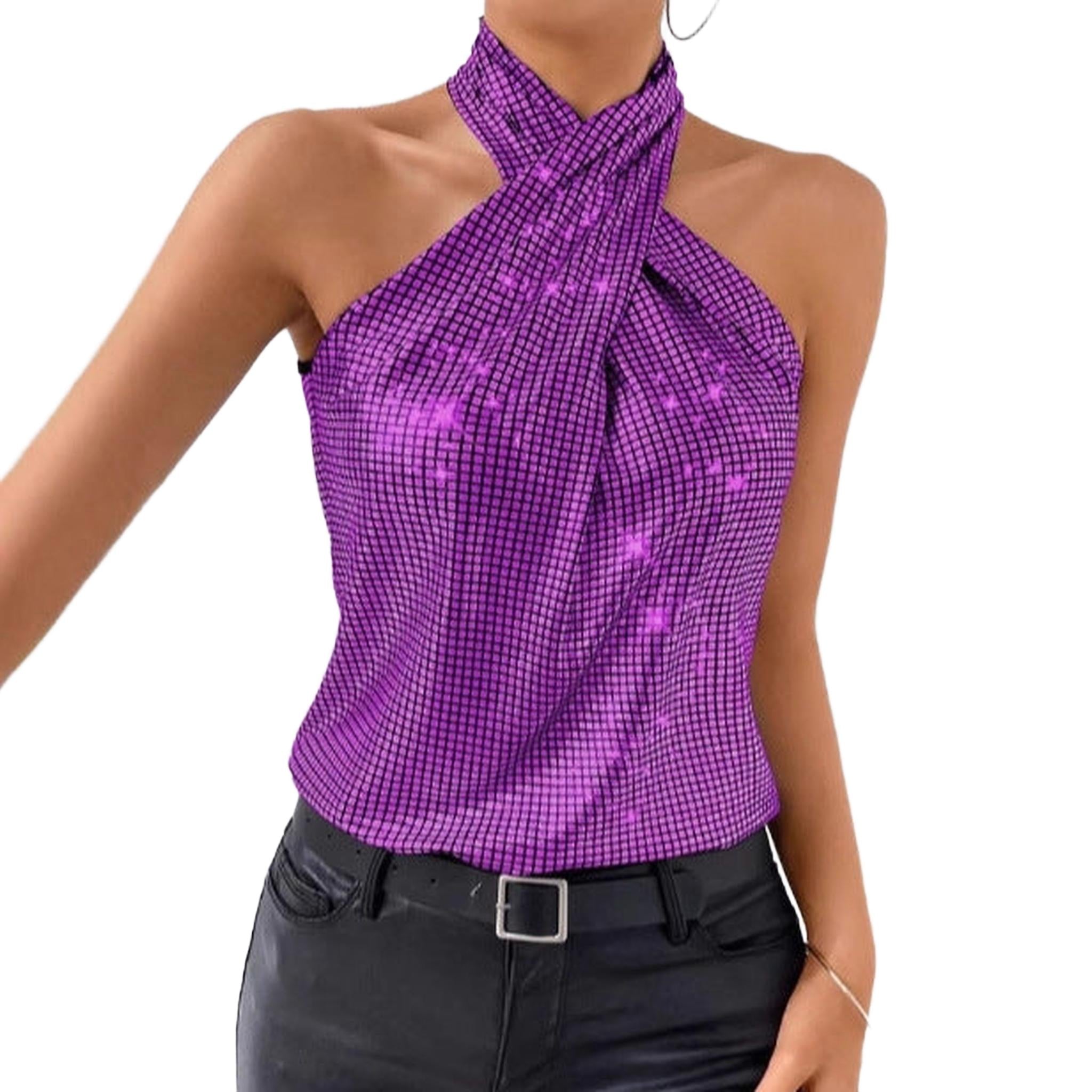 Horizon Essentials | Sequin Halter Backless Top