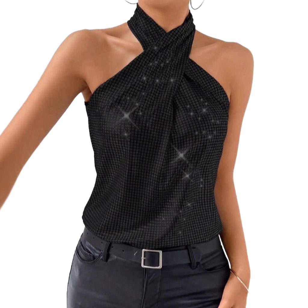 Horizon Essentials | Sequin Halter Backless Top