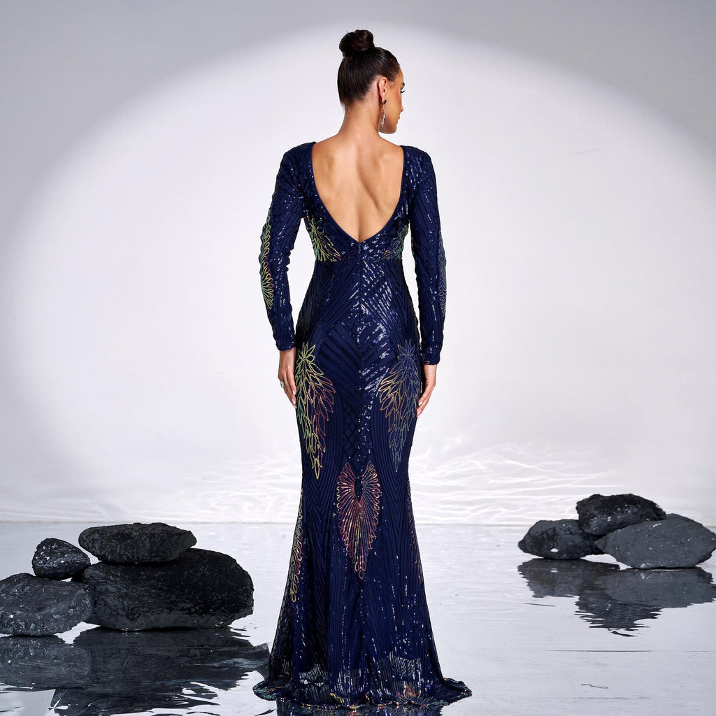 Horizon Essentials | Sequined Long Sleeve Evening Dress