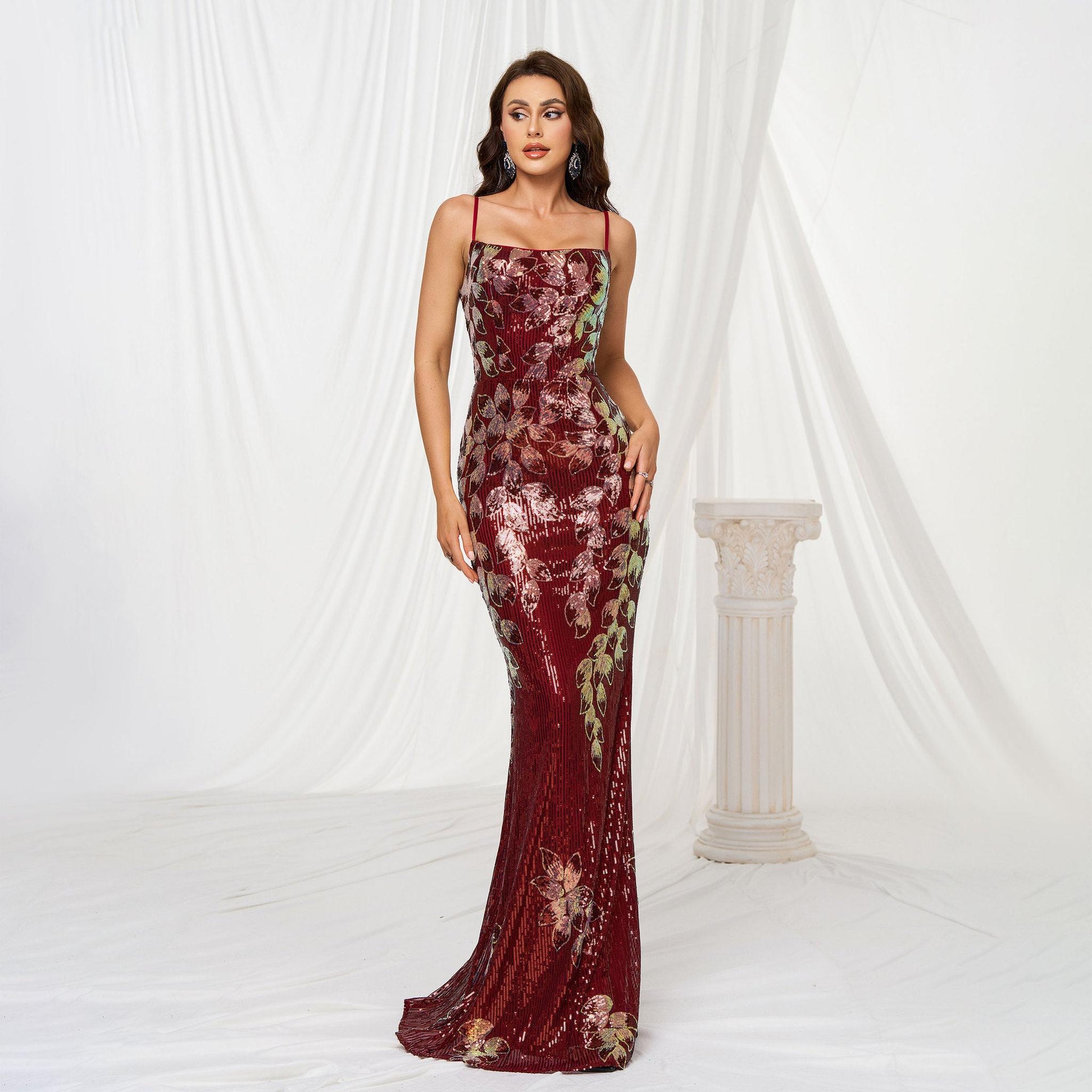 Horizon Essentials | Sequined Off-Neck Fishtail Evening Dress