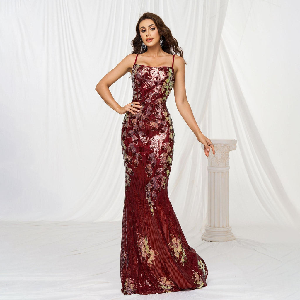 Horizon Essentials | Sequined Off-Neck Fishtail Evening Dress