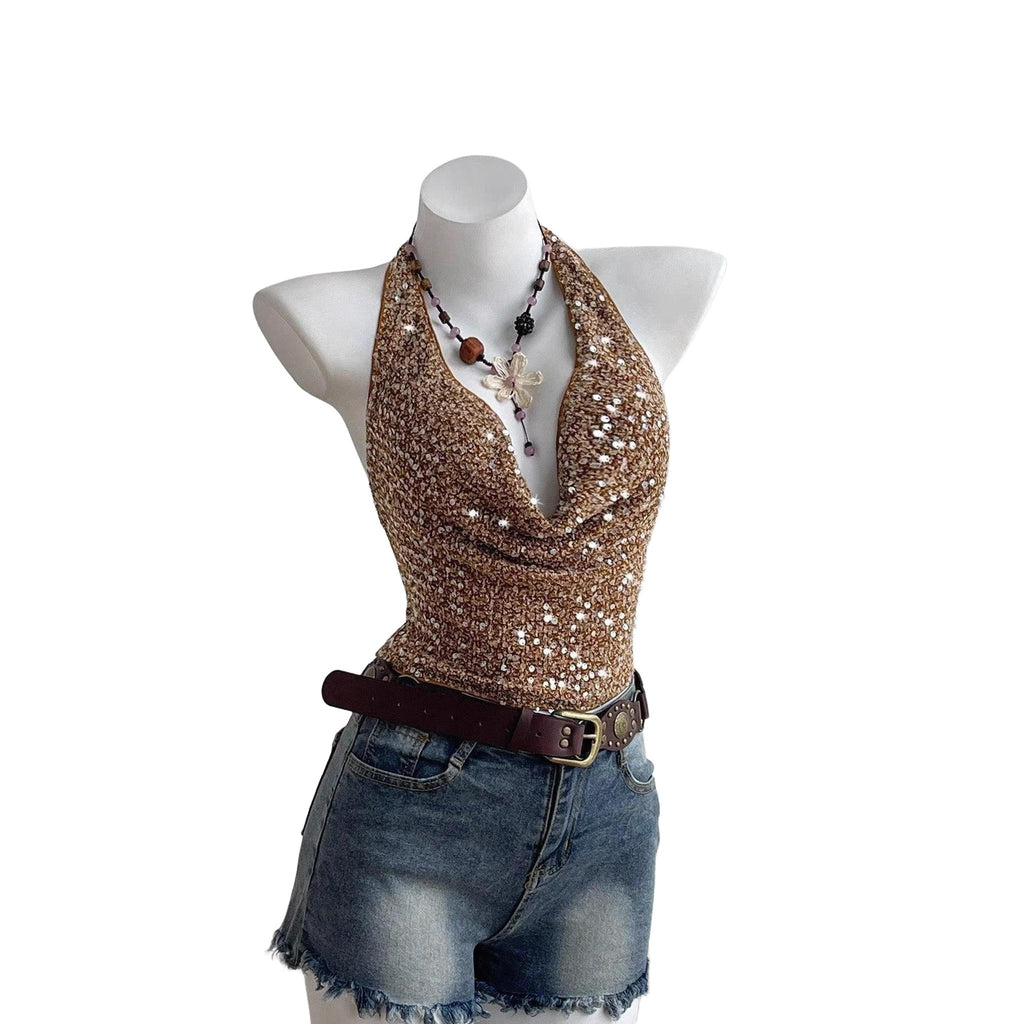 Horizon Essentials | Sheer Ruffled Coffee Camisole Top