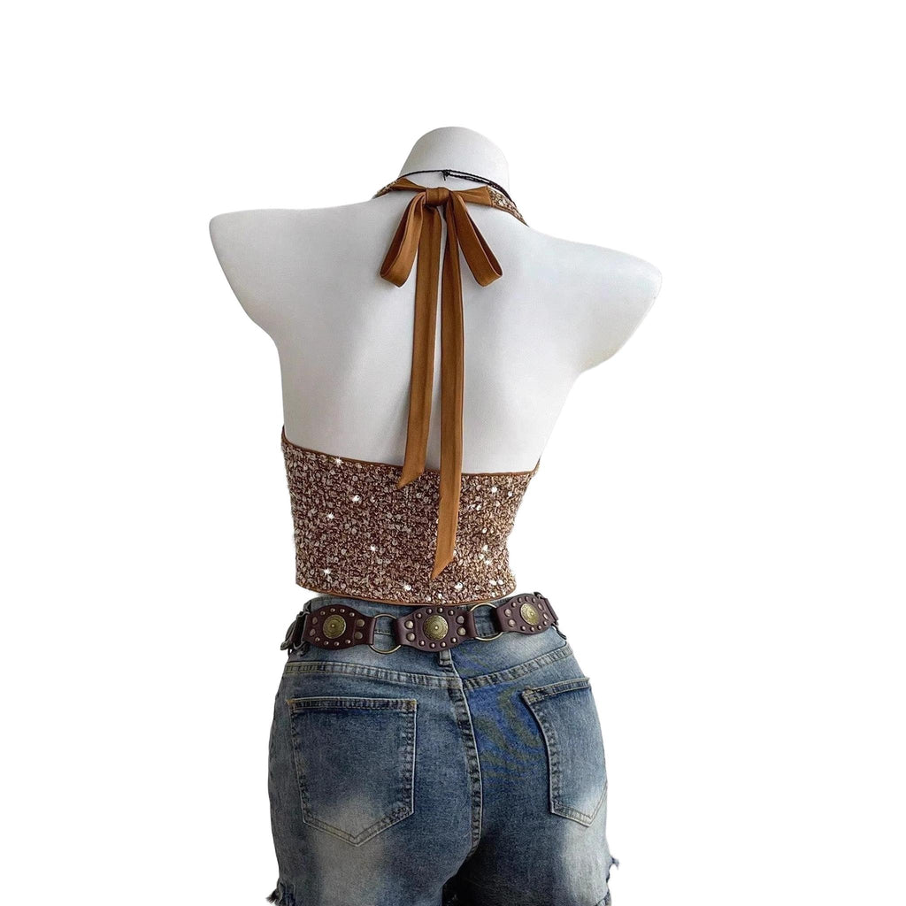 Horizon Essentials | Sheer Ruffled Coffee Camisole Top