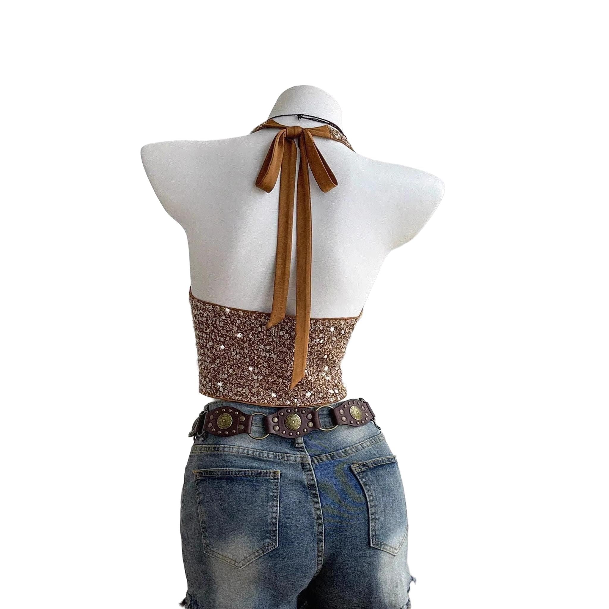 Horizon Essentials | Sheer Ruffled Coffee Camisole Top