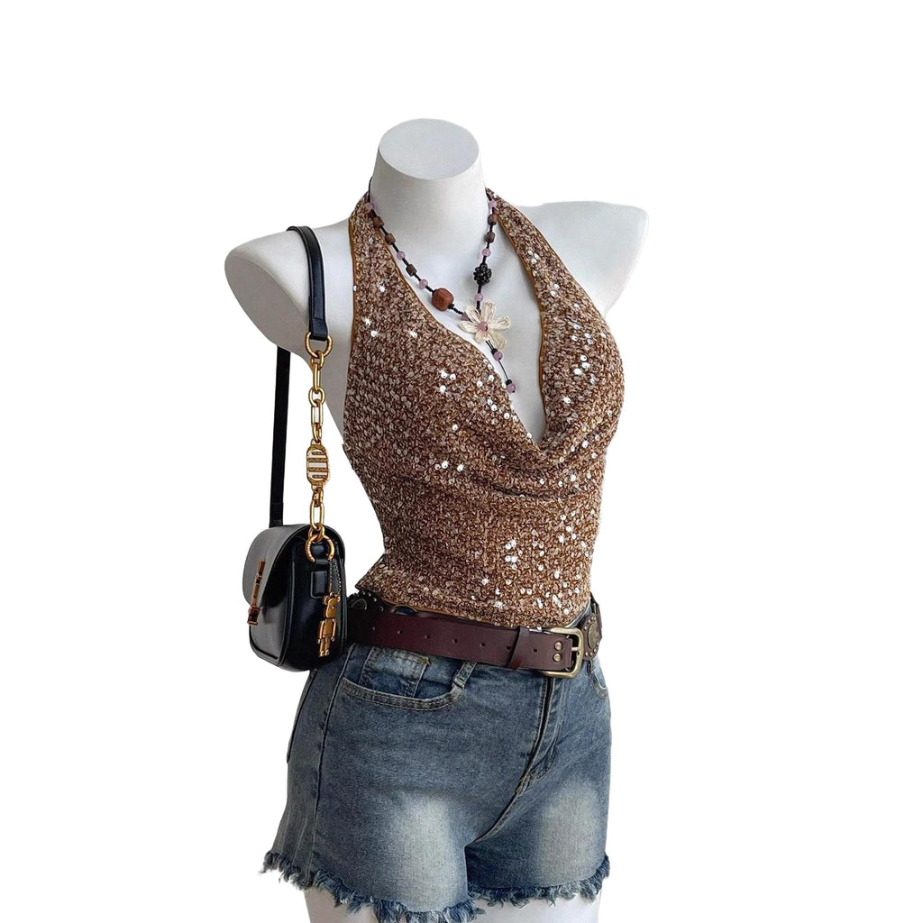 Horizon Essentials | Sheer Ruffled Coffee Camisole Top