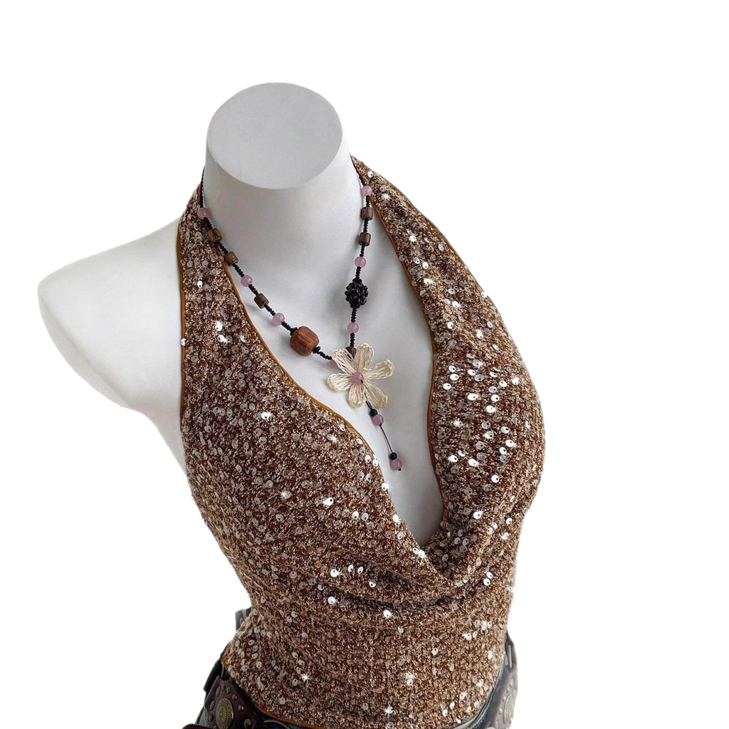 Horizon Essentials | Sheer Ruffled Coffee Camisole Top