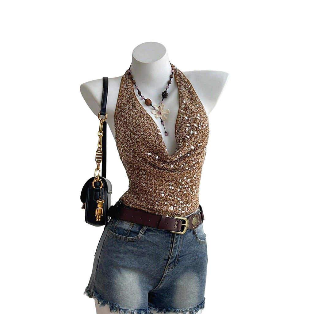 Horizon Essentials | Sheer Ruffled Coffee Camisole Top